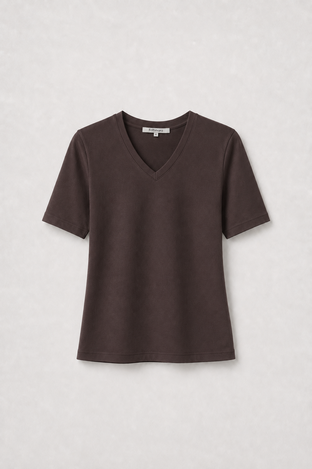 Short Sleeve V Neck T-shirt - Kahve